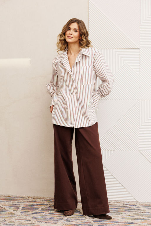 Костюм Gizart 5443 бело коричневый, шоколад джинс  фото 7