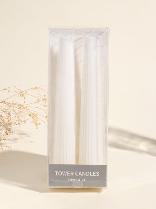 Набор свечей, 3.5х23 см, 2 шт "Башня" белый 4х9,5х25 см