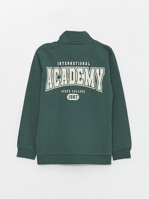 Dik Yaka Bask?l? Uzun Kollu Erkek ?ocuk Fermuarl? Sweatshirt - Waikiki фото 3