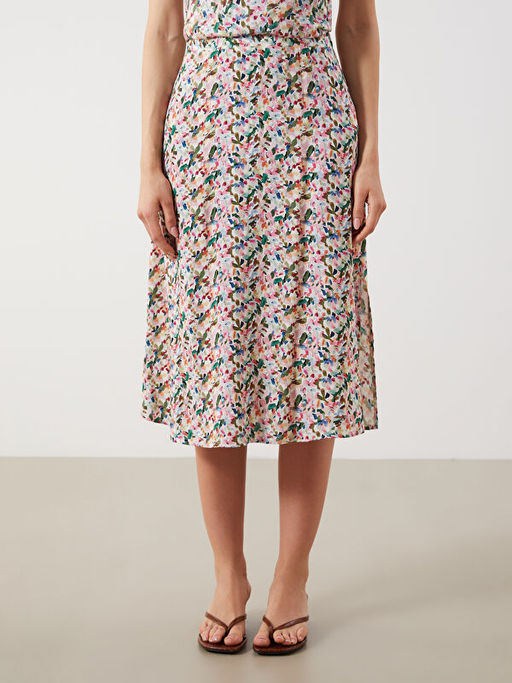 Beli Lastikli Y?rtma?l? ?i?ekli Etek