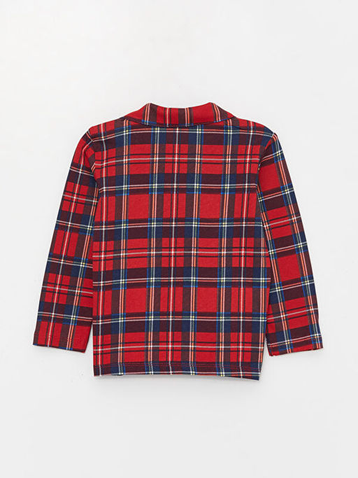 Polo Yaka Uzun Kollu Ekose Desenli Erkek Bebek Pijama Tak?m? - Waikiki фото 3