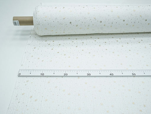 Муслин двухслойный с эф.жатости Звездочки (золотой глиттер) цв.белый, ш.1.4м, хл-100%, 140гр/м.кв - Купава фото 7