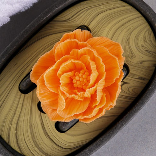 Цена за 3 шт. Фигурное мыло "Пион" оранжевый, 32гр