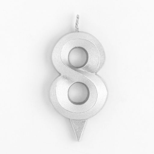 Цена за 3 шт. Свеча в торт «Цифра 8», серебряная, 6.5 см