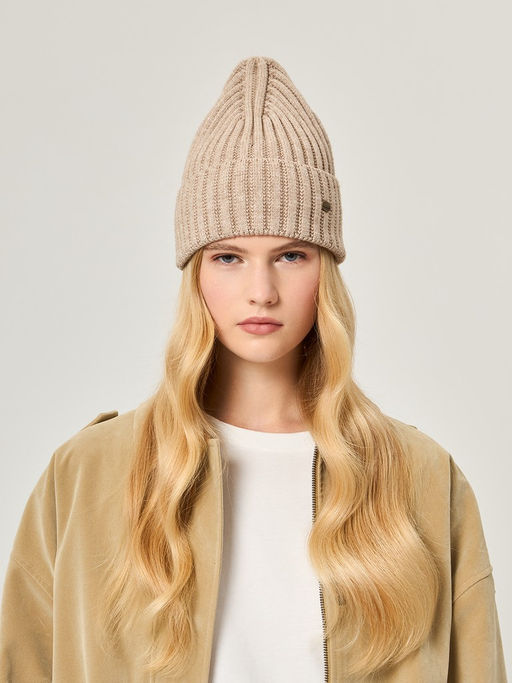 Шапка жен. виск+нейл+каш LB-A53070 d.beige