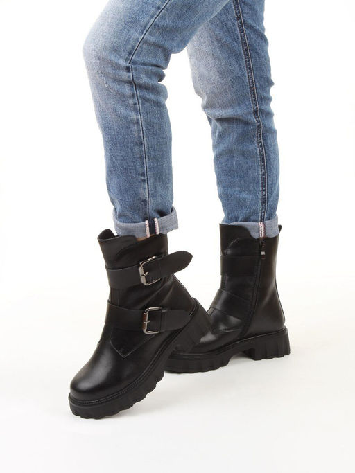 04-PAX40-1Z BLACK Ботинки зимние женские (натуральная кожа, 100% шерсть) размер 39 маломерит на пол