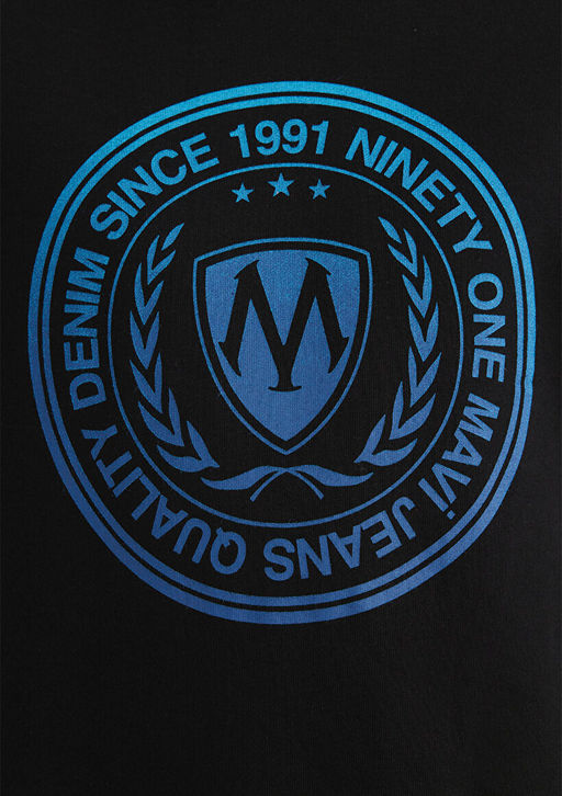 Muhur Logo Bask?l? Kapusonlu Siyah Sweatshirt - Mavi фото 8