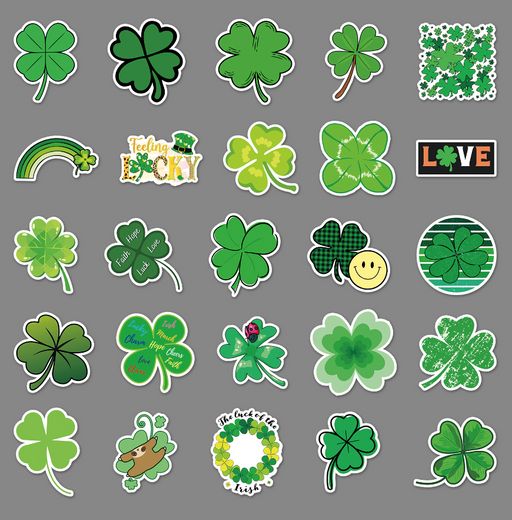 Набор наклеек/стикеров на ноутбук, телефон, компьютер 50 шт. Клевер удачи (2676) - Мой органайзер фото 2