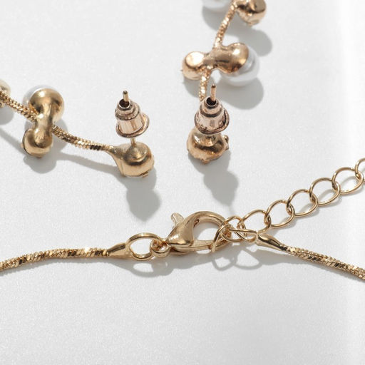 Набор 2 предмета: серьги, колье Изумление ветвь, цвет белый в золоте, 42 см