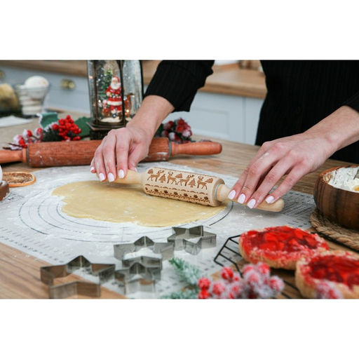 Скалка новогодняя Доляна, фигурная, 30?4 см, рабочая часть 11.5 см, вращающаяся