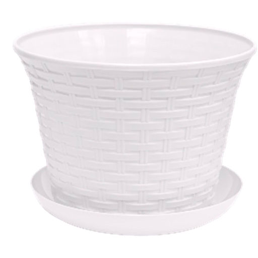 Кашпо круглое Ротанг 4,0 л с поддоном белый 364006 /Виолет/  фото 2