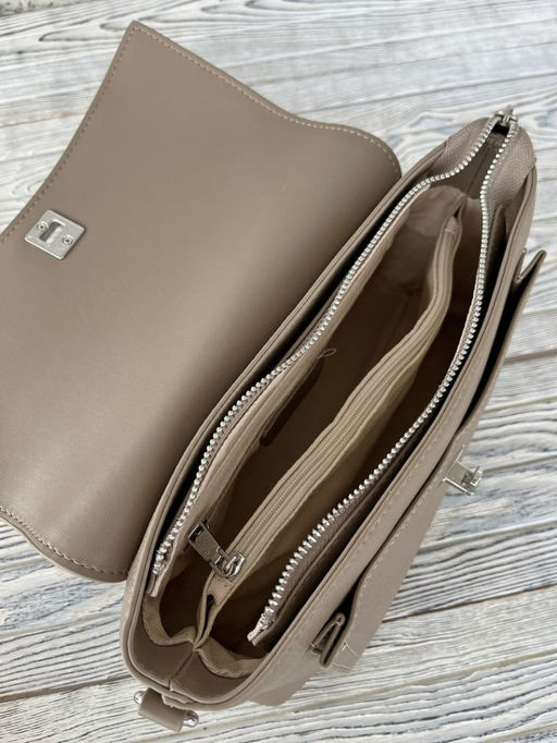 Женская кожаная сумка через плечо 8219 Серо-Бежевый - Sergio valentini фото 5