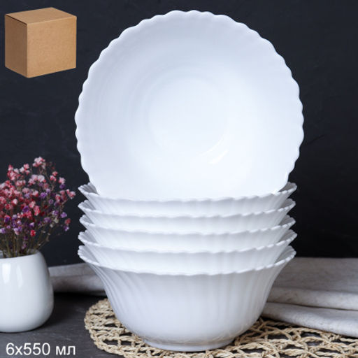 Набор суповых тарелок 6 штук 550 мл 155 мм тарелка глубокая / LHKW60 (white) /уп 8/ YF - Галеонтрейд фото 2