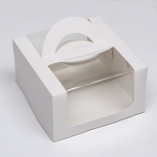 Цена за 2 шт. Коробка под бенто - торт с окном, белая, 14×14×8 см