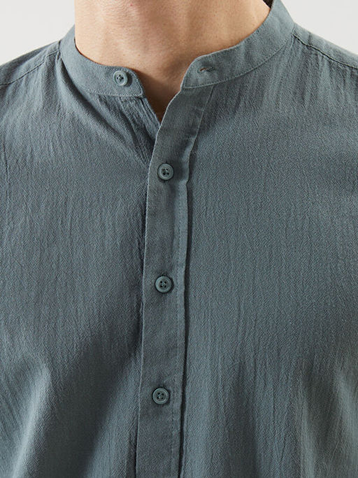 Regular Fit Krinkle B?zg?l? Erkek G?mlek