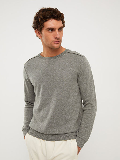 Bisiklet Yaka Uzun Kollu Erkek Sweatshirt