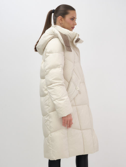 Пальто зимнее Visdeer 7709B женское утепленное 240 г/м² бежевое  фото 10