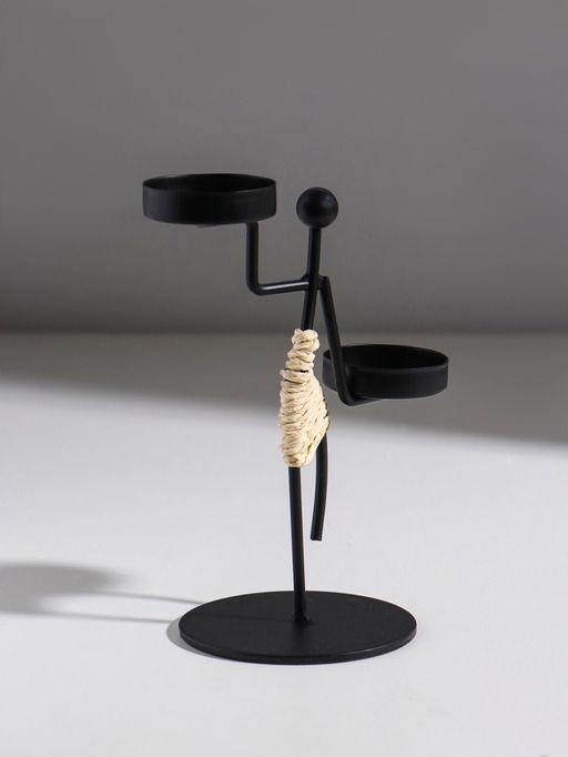 Подсвечник на 2 свечи «Аборигенка танцующая», металл, d=4 см, 10.5×8×16 см