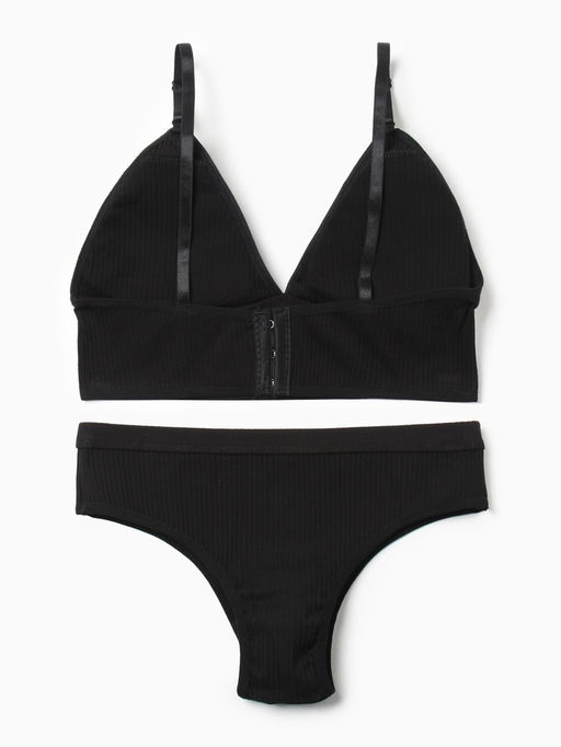 Комплект нижнего белья женский (топ, трусы) Collorista, чёрный, размер 46-48