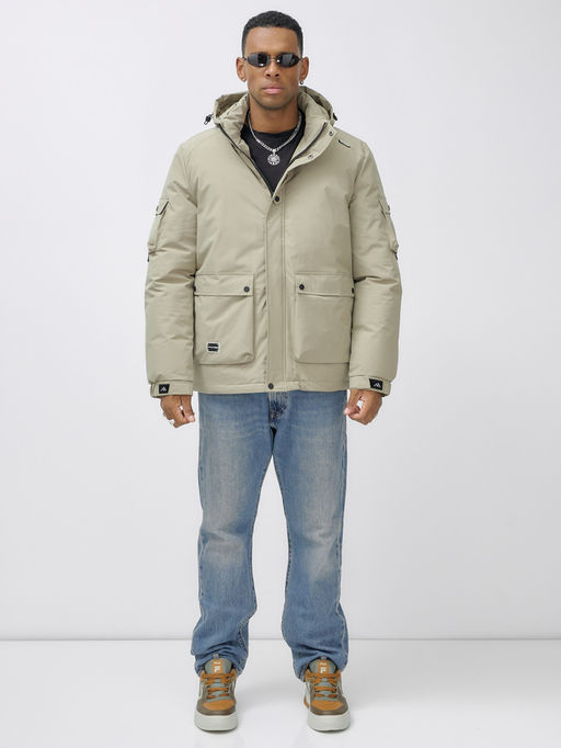 Куртка спортивная мужская зимняя с капюшоном бежевого цвета 2333B - Wonderrman фото 2