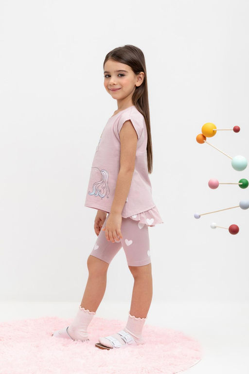 КР 4036/розово-сиреневый,сердечки шорты (велосипедки) для дев