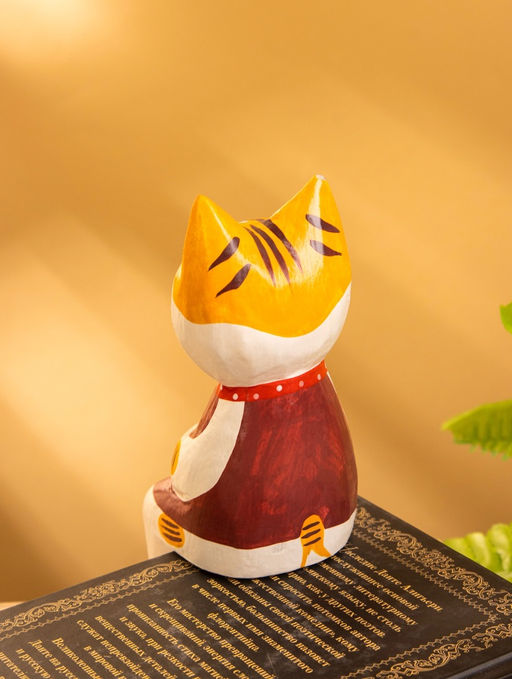 Сувенир «Кот сидячий», 6×6×15 см, дерево, красный