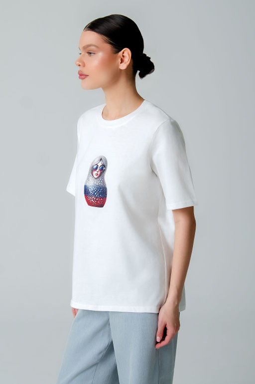 Арт. 3-1155 Футболка женская 44-50 (4 шт) Цвет:молочный - Калинка фото 10