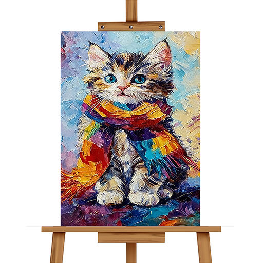 Картина по номерам "Котёнок в шарфе" 30х20 см.