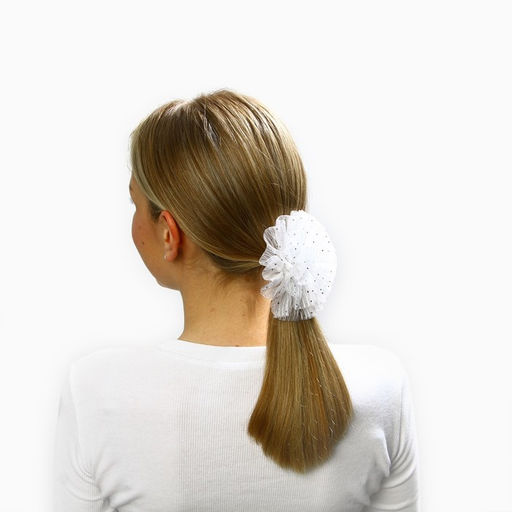 Бант для волос на резинке школьный, белый, 11 см, Кошечка Мари