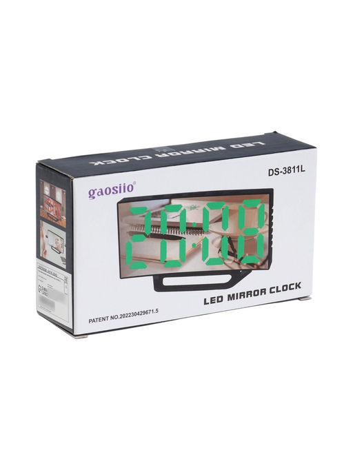 Часы-будильник электронные настольные, термометр, календарь, USB, 15*8 см, зеленые цифры