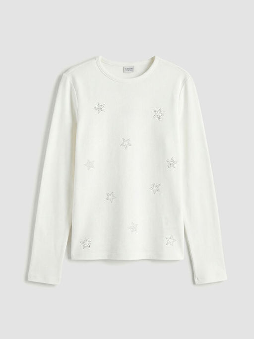 Bisiklet Yaka Bask?l? K?z ?ocuk Ti??rt