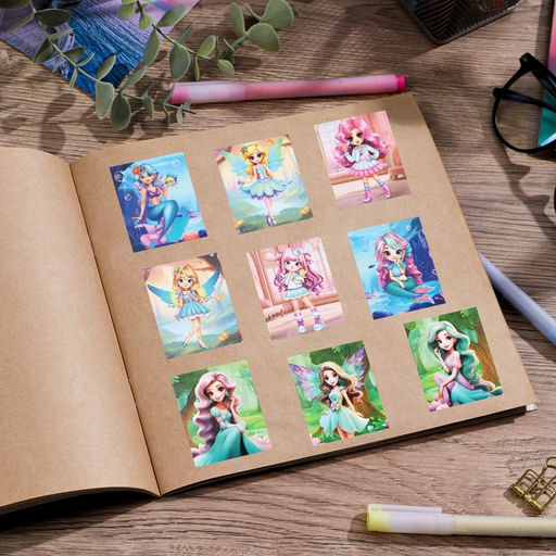 Цена за 10 шт. Наклейки детские бумажные «Девчонки», c раскраской, 11×15.5 см