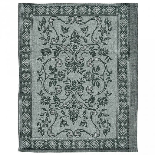 Полотенце кухонное 45х60см "Традиция, зеленый", жаккард/пестроткань: лен 51% хлопок 49%, плотность 220г/м2, упаковка: на картоне, "Домашняя мода" (Россия)