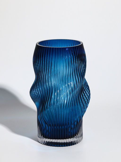 Ваза «Ванесса», волны, 24×12 см, стекло, синяя