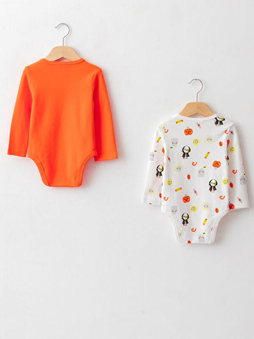 Bisiklet Yaka Uzun Kollu Bask?l? Erkek Bebek ??t??tl? Body 2li - Waikiki фото 2