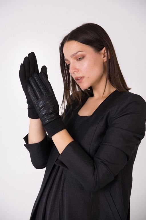 Перчатки из экокожи, экозамши и шерсти