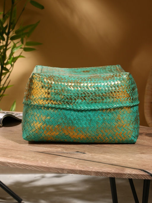 Корзинка плетёная «Голден мини», 30×30×20 см, голубая