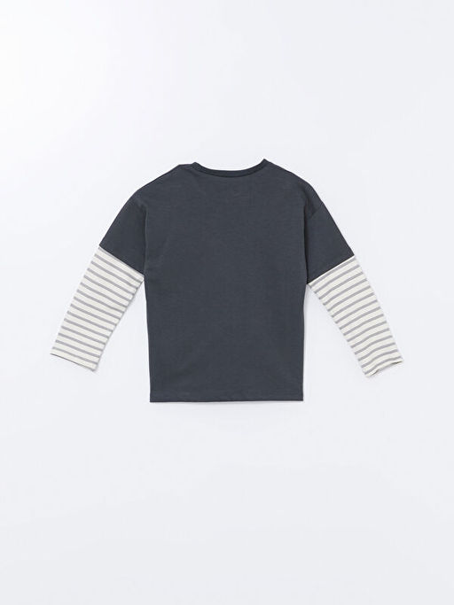 Bisiklet Yaka Uzun Kollu Erkek Bebek ?izgili Ti??rt - Waikiki фото 3