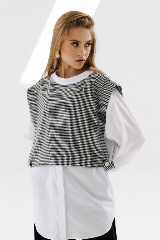 Комплект NIKVA н716-2 молоко+чёрно-белая гусиная лапка фото 3