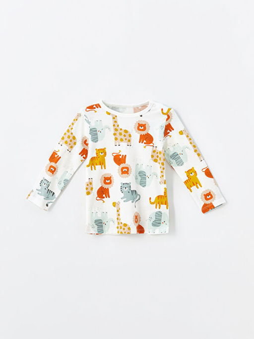 Bisiklet Yaka Uzun Kollu Bask?l? Erkek Bebek Pijama ?st?