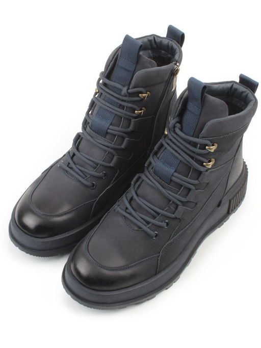 05-AW1008-6M DK. BLUE Ботинки зимние мужские (натуральная кожа, натуральный мех) - Фабричный китай фото 4