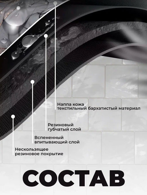 Коврик для ванной (Мрамор) - 59*40см (3126) Серый - Мой органайзер фото 2