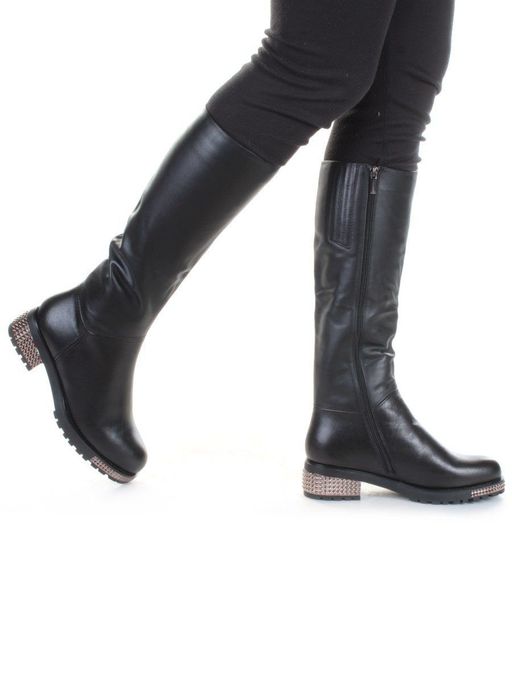 02-K66-D1 BLACK Сапоги зимние женские (натуральная кожа, натуральный мех (еврозима)) - Фабричный китай фото 3