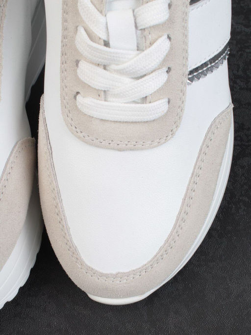 05-PDE40-2 WHITE/BEIGE Кроссовки женские (натуральная кожа, натуральная замша) - Фабричный китай фото 11