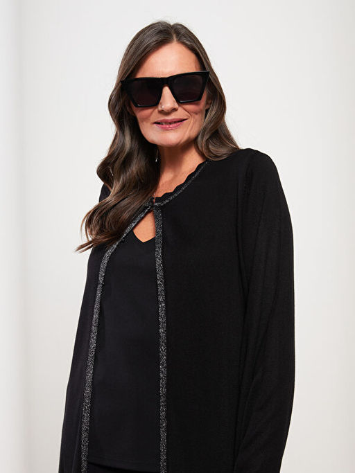 Bisiklet Yaka Sim Detayl? Uzun Kollu Kad?n H?rka