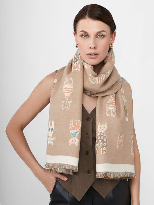 в составе ШЕРСТЬ и КАШЕМИР Большой, мягкий, теплый однотонный двусторонний палантин. - Tantino фото 6