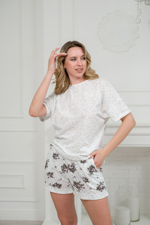 Пижама женская из футболки и шорт из кулирки Симфония 2 - Амадэль фото 10