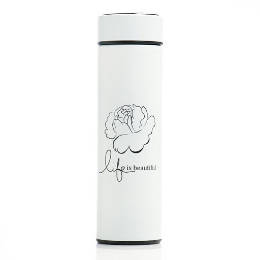 Термос Жизнь прекрасна, 500 мл, с ситечком, с датчиком температуры