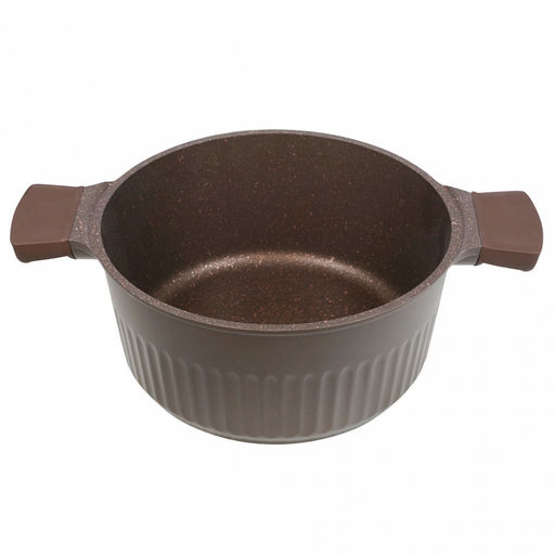 "Stella" Кастрюля с тефлоновым покрытием 5,2л, д25,5см, h14,5см, s0,32см, дно д20см, s0,4см, литая, стеклянная жаропрочная крышка, мокко (mokko) (Россия)