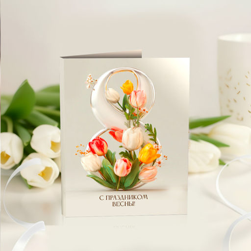 Цена за 2 шт Мини-открытка "8 (с праздником весны)"